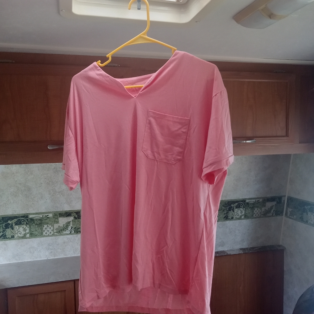 Men's Pink V-Neck Shirt